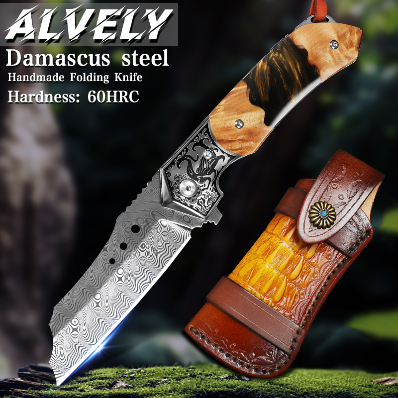 Outdoor Adventure Hunt - High-quality Damascus steel folding knife with