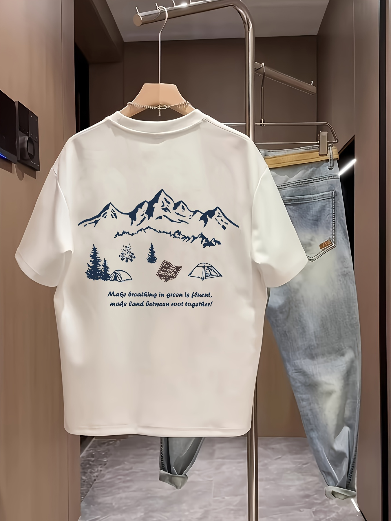 Outdoor Adventure Quotes Short - Men's 100% Cotton Casual Short Sleeve
