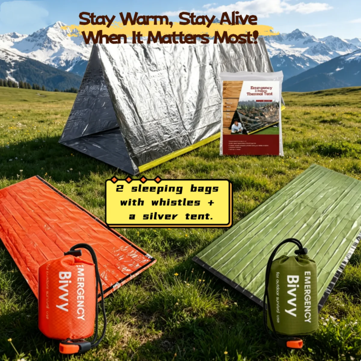 Bivy Sack Lightweight - Emergency Sleeping Bag Survival Blanket Thermal