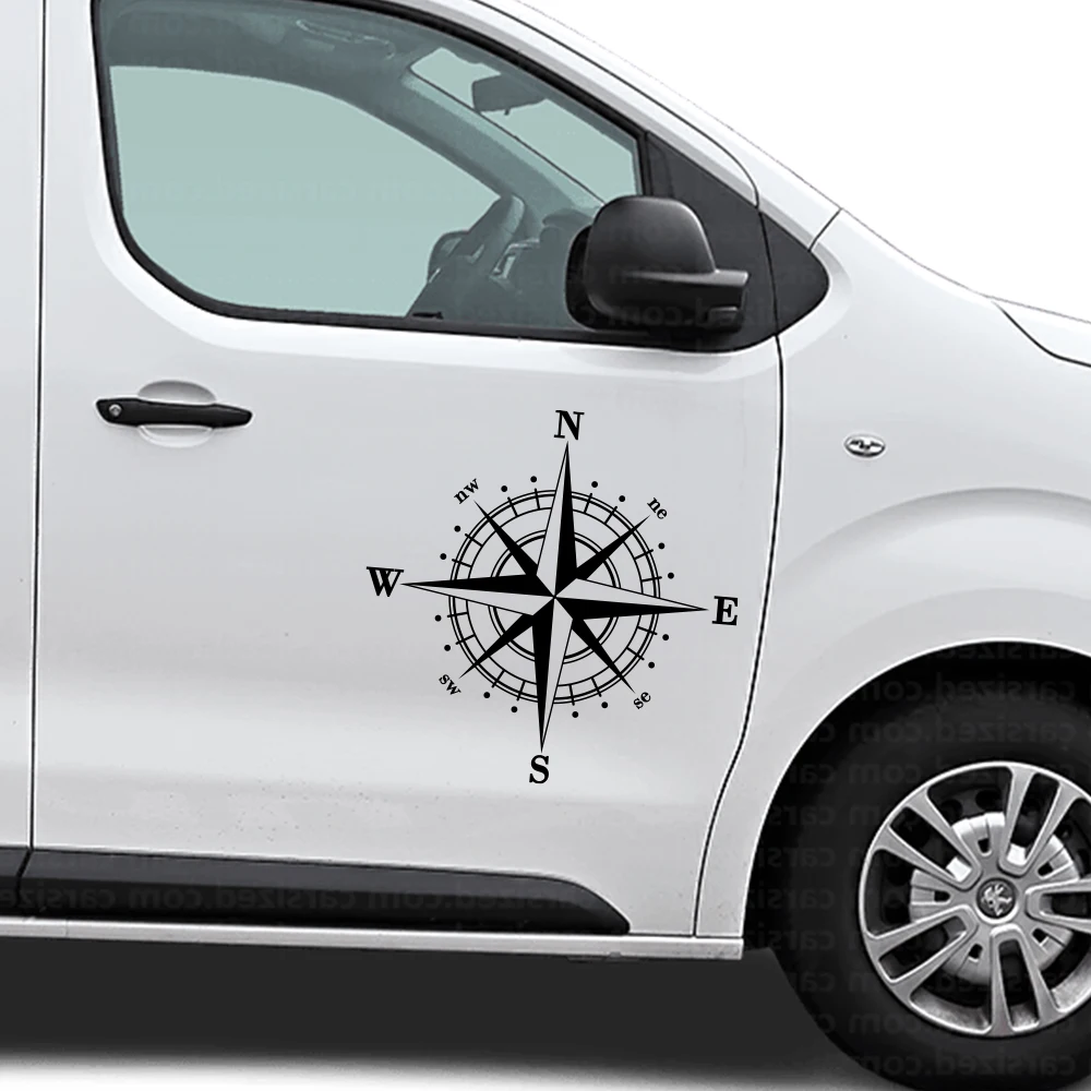 Outdoor Adventure Rv - Waterproof Compass Camping Decals - Scratch