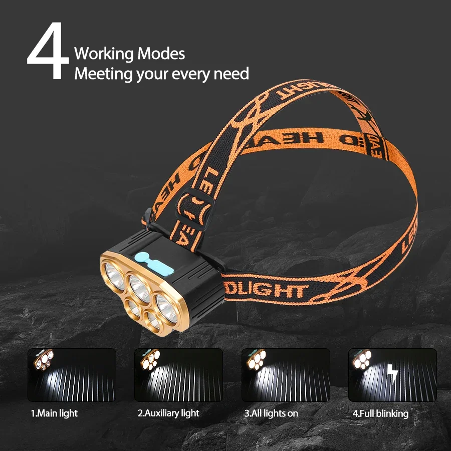 Rechargeable 5 LED Headlight U - огляд і ціна Headlamp Waterproof Rechargeable