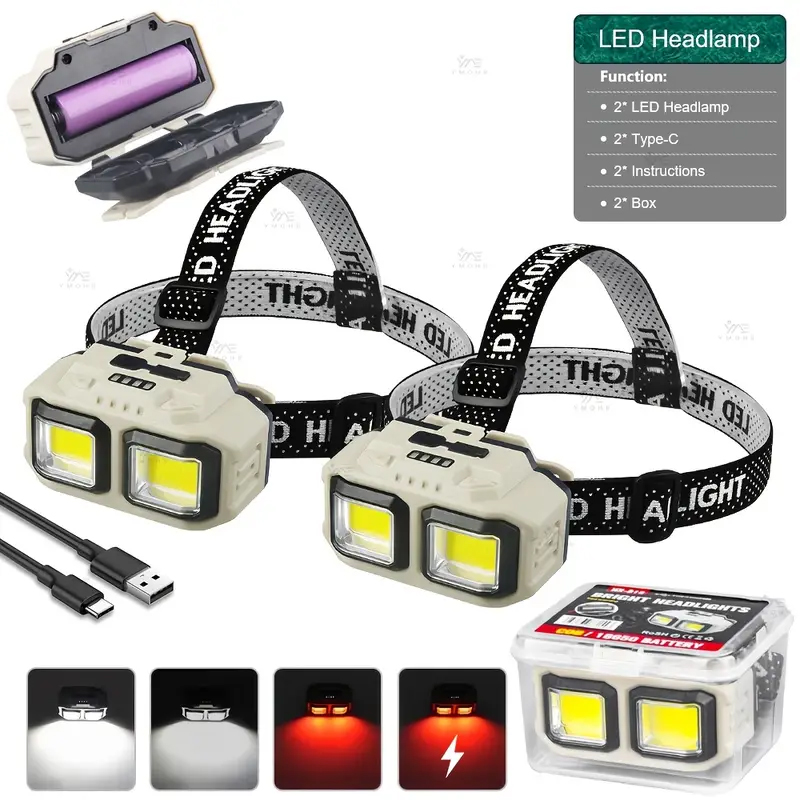 COB LED Headlamp Rechargeable  - огляд і ціна Headlamp Waterproof Rechargeable