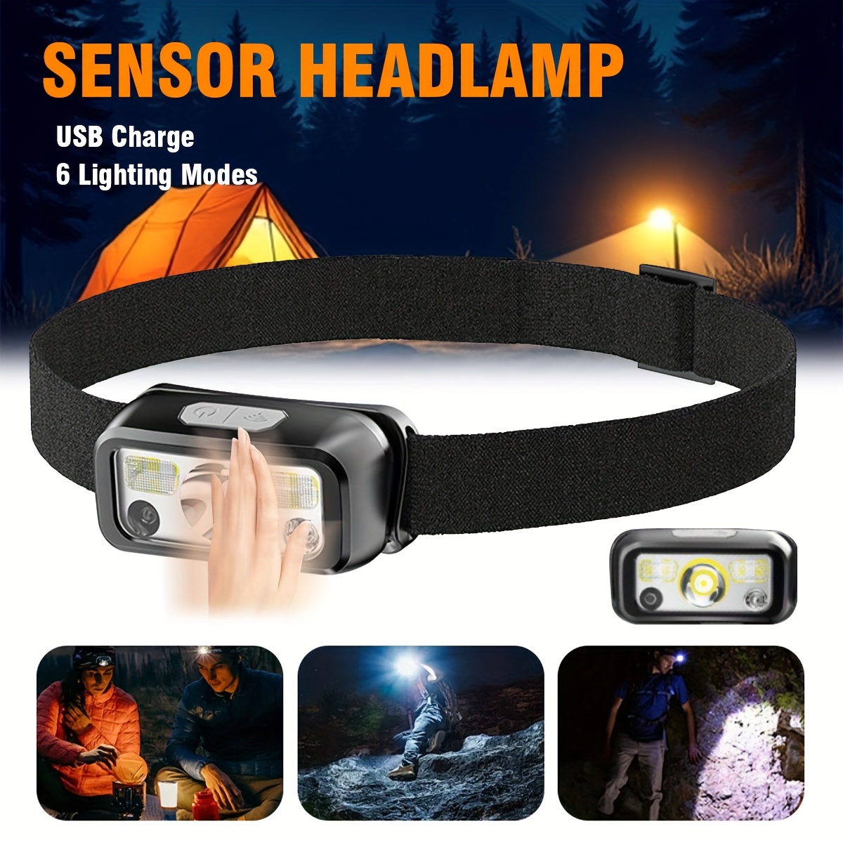 Powerful COB LED Sensor Headla - огляд і ціна Headlamp Waterproof Rechargeable